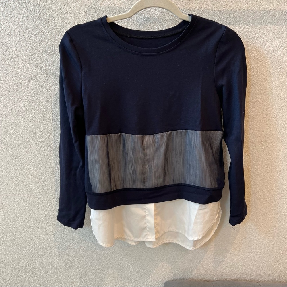 💗Navy Blue Layered Look Top